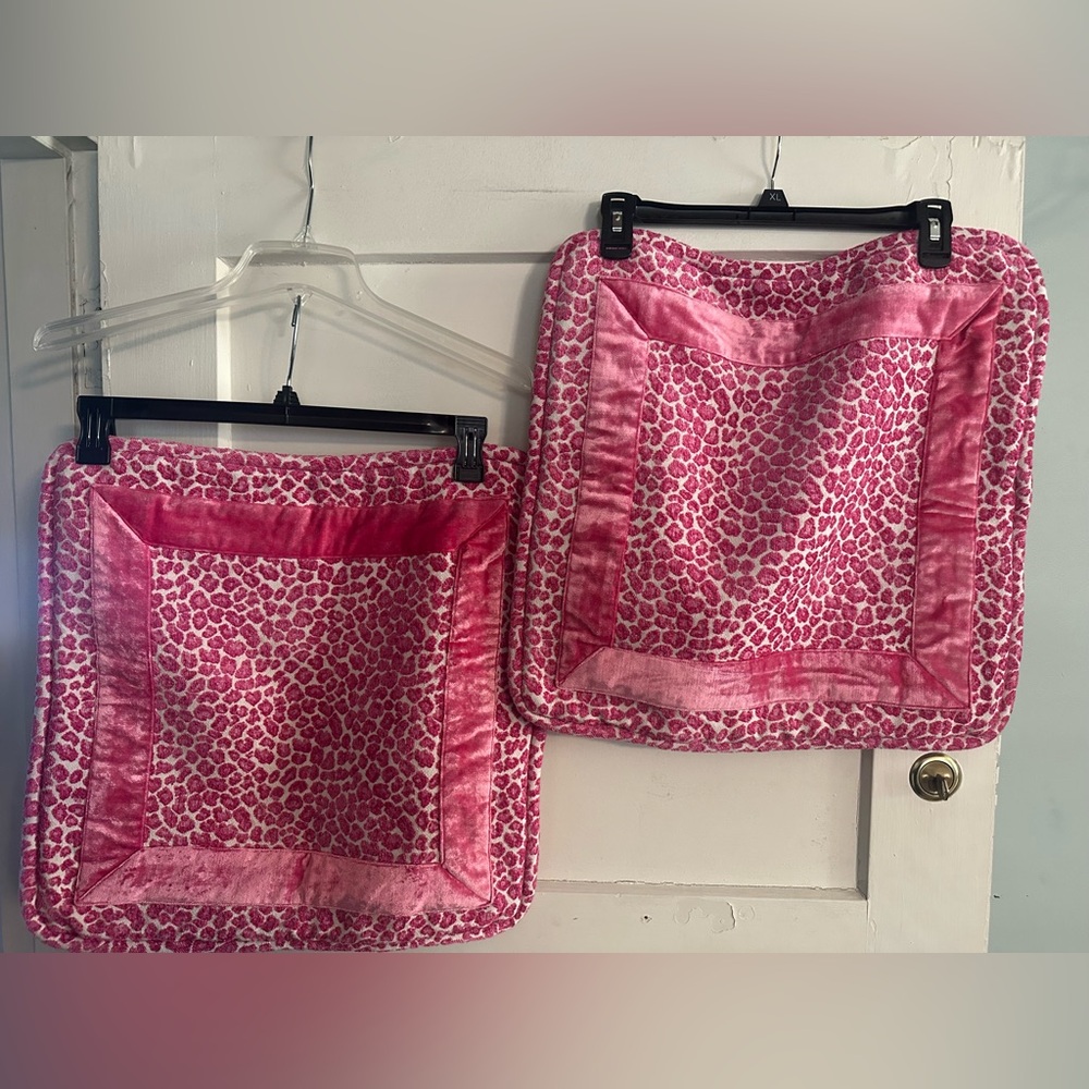 A pair of Pink Leopard Print Throw Pillows Covers - Picture 2 of 7